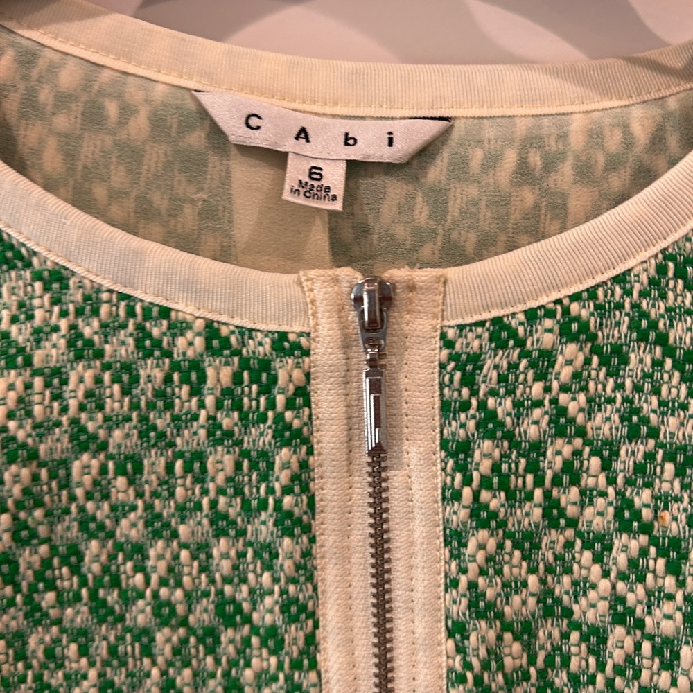 CAbi Green and Cream Tweed Blazer - Picture 2 of 11